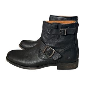 FRYE Tyler Engineer Leather Chukka Buckle Boots Womens Black 3472366 SZ 7B